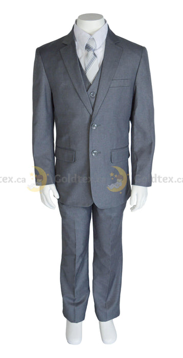 Kids Energy® - Kids Energy 5 Piece mat black Formal Suit - Style 5090 - Grey