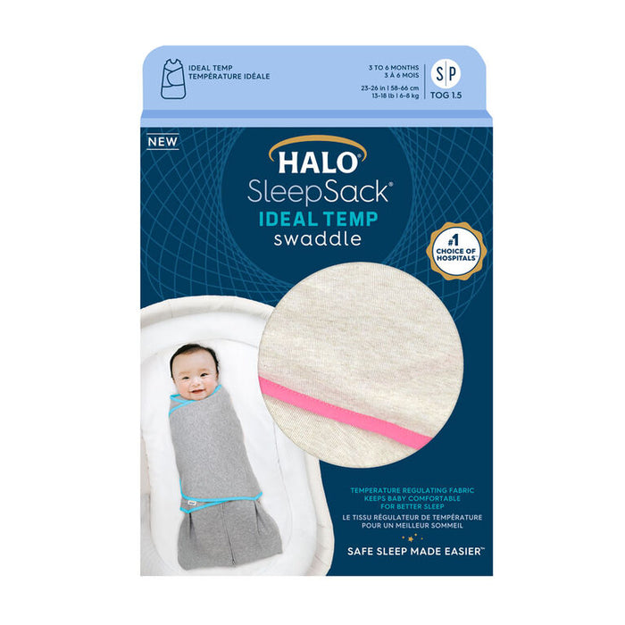 Halo Sleepsack Swaddle-Ideal Temp- Oatmeal/Pink - 1 Tog