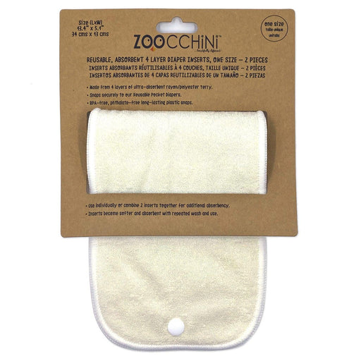 Zoocchini® - Zoocchini 4 Layer Pocket Cloth Diaper Inserts 2Pk Natural