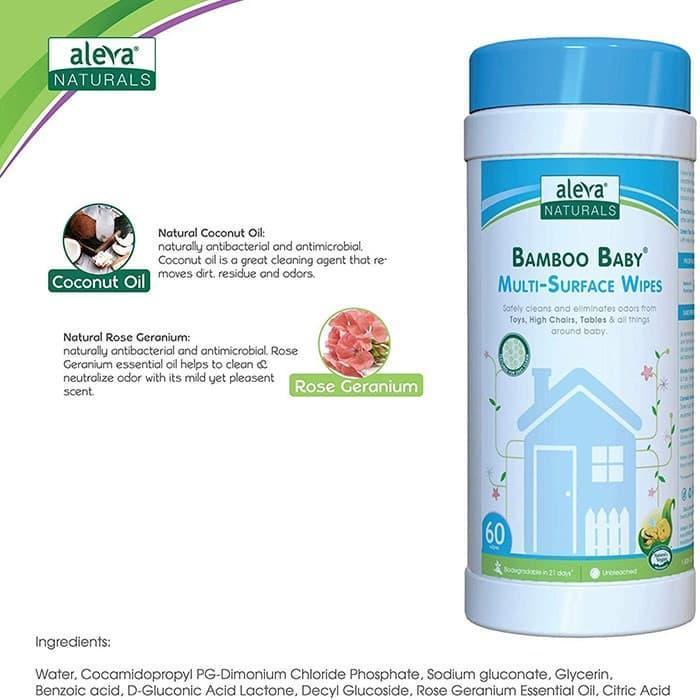 Aleva® - Aleva Bamboo Baby Multi-Surface Wipes - 60ct
