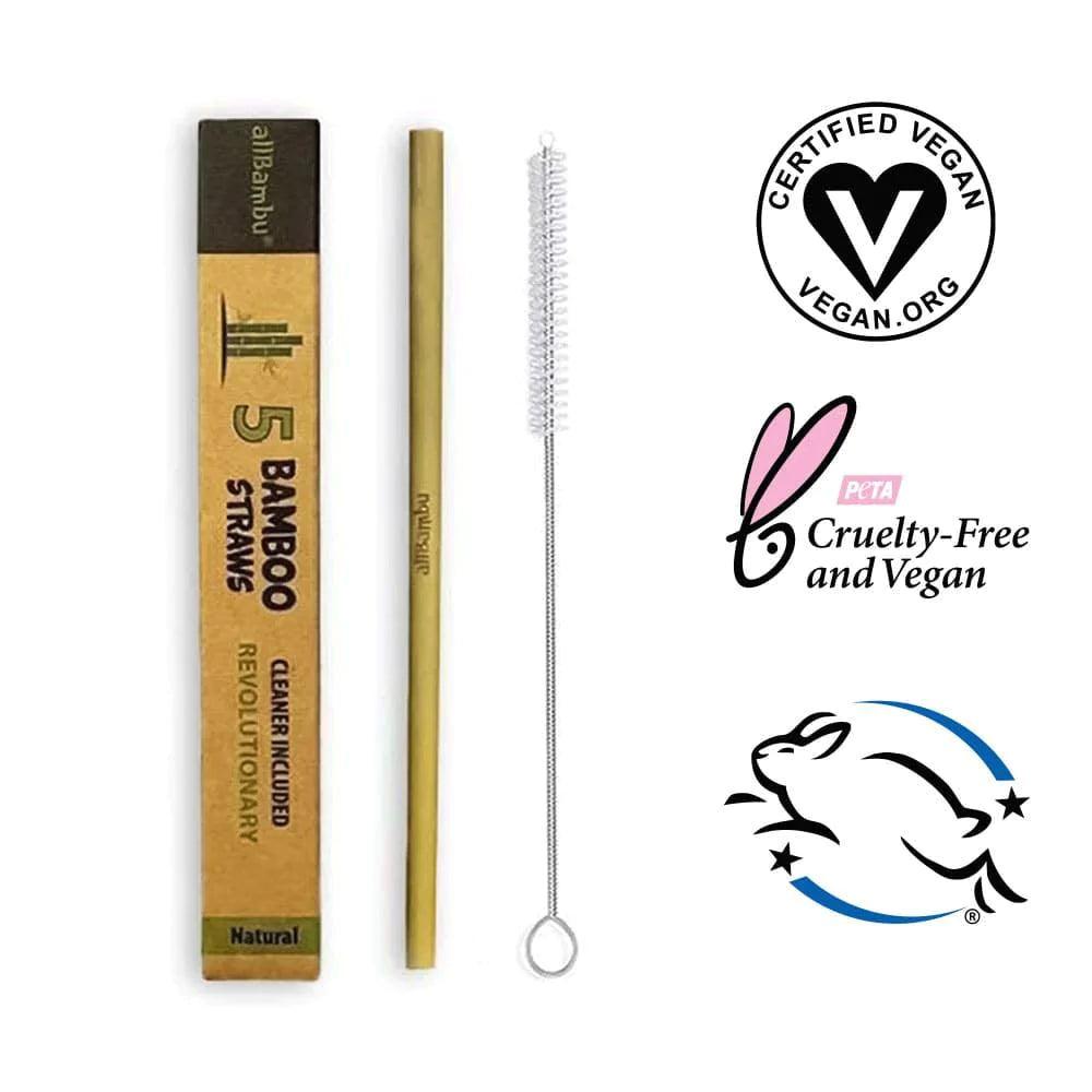 AllBambu® - AllBambu Bamboo Straws with Cleaner - 5 Pack