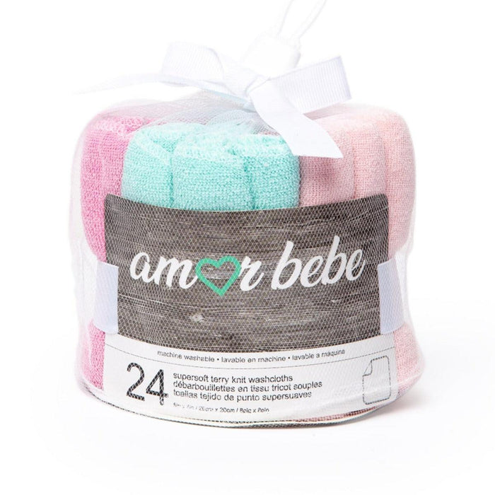 Amor Bebe® - Amor Bebe Supersoft Terry Knit Baby Washcloths - 24 Pack
