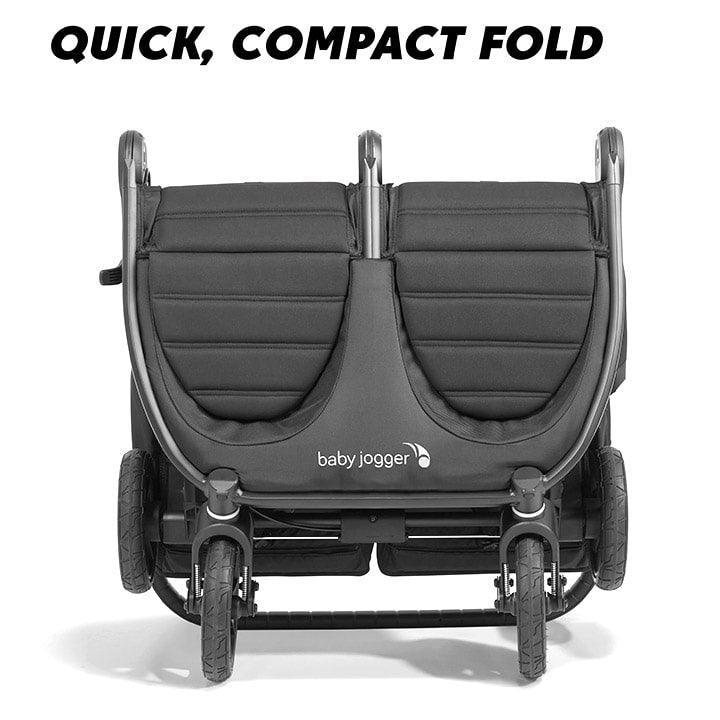 Baby Jogger® - Baby Jogger City Mini GT2 Double Stroller – Jet | All-Terrain, Side-by-Side, One-Hand Fold