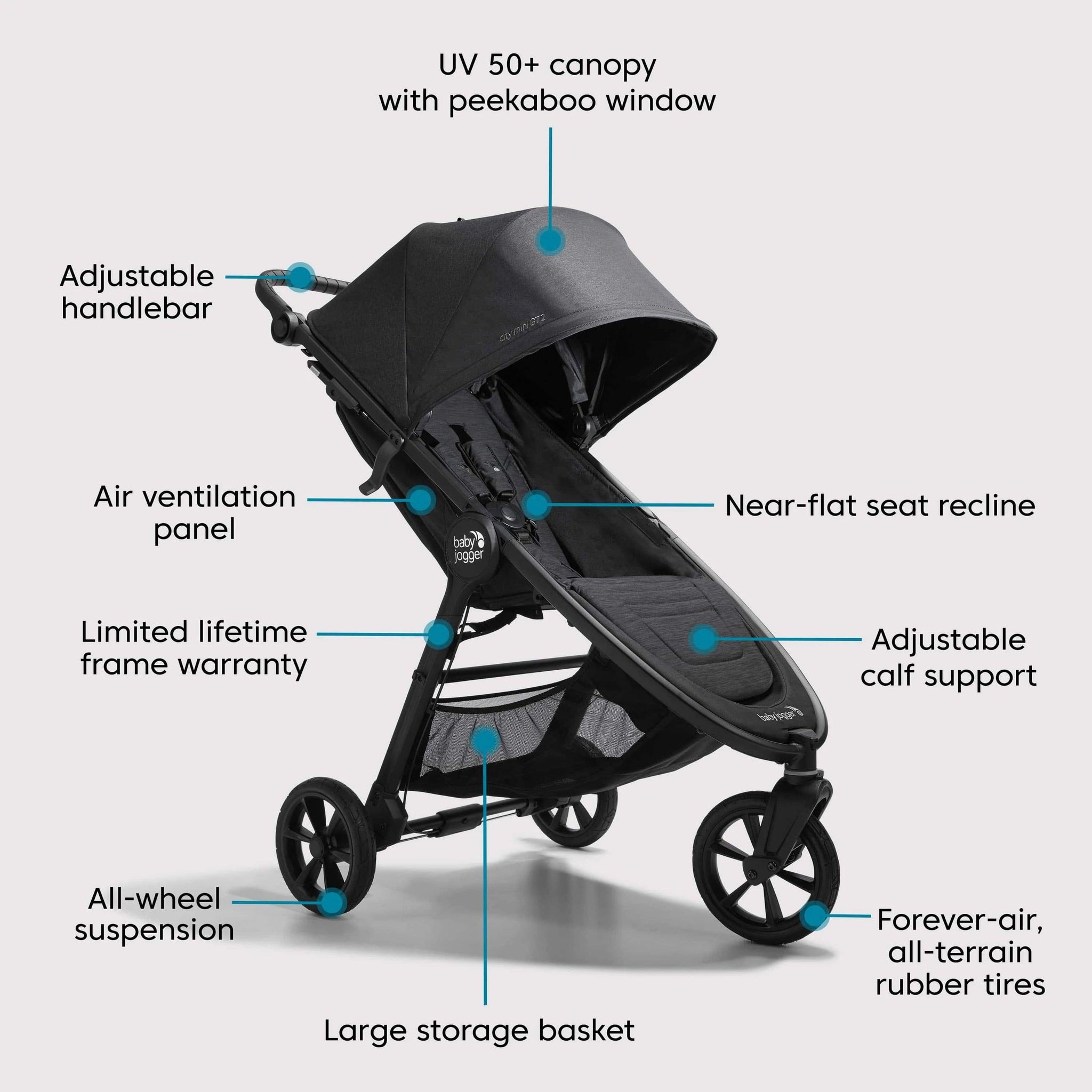 Baby Jogger® - Baby Jogger City Mini GT2 Single Baby Stroller With Car Seat Adapters