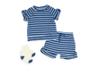 Baby Mode® - Baby Mode Boys NB 3 Piece Ribbed Short Set: Blue Stripe