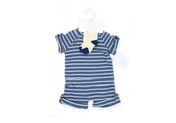 Baby Mode® - Baby Mode Boys NB 3 Piece Ribbed Short Set: Blue Stripe