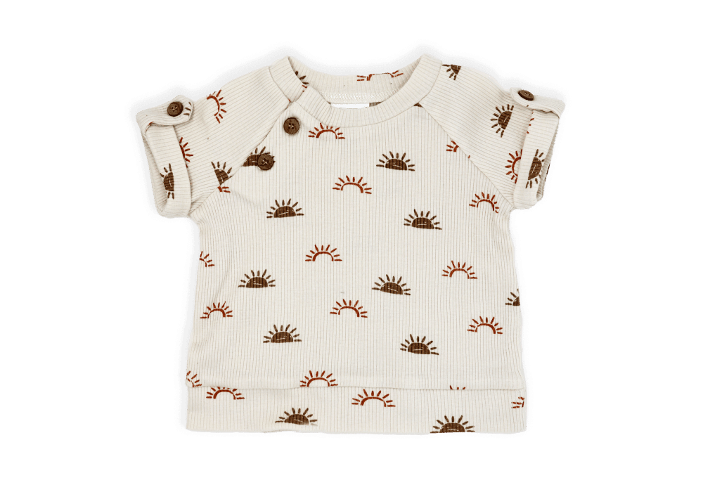 Baby Mode® - Baby Mode Boys NB 3 Piece Ribbed Short Set: Sunshine