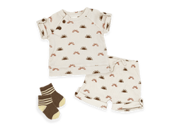 Baby Mode® - Baby Mode Boys NB 3 Piece Ribbed Short Set: Sunshine