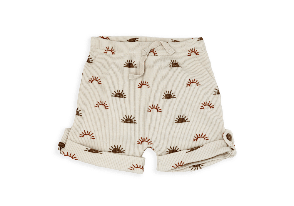 Baby Mode® - Baby Mode Boys NB 3 Piece Ribbed Short Set: Sunshine