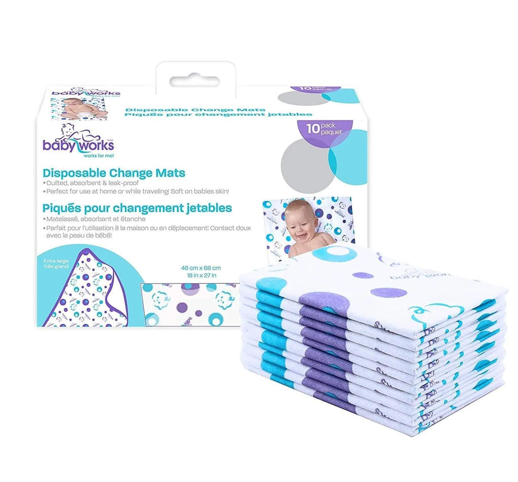 Baby Works Disposable Change Mats Pack of 10 Goldtex