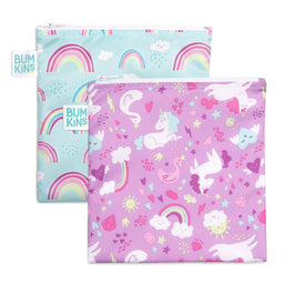 Bumkins® - Bumkins Reusable Snack Bag 2pk Large - Unicorn, Rainbows