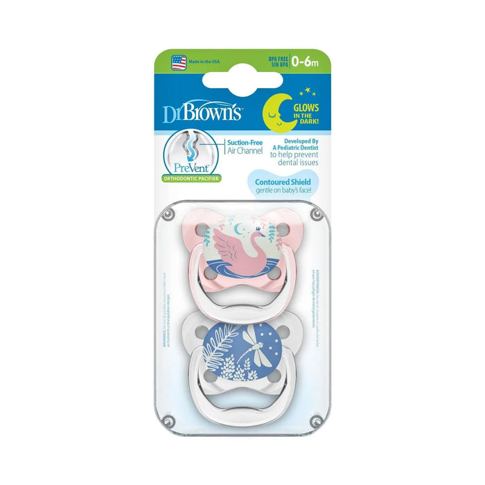 Dr. Brown's® - Dr. Brown's Glow in the Dark PreVent Pacifiers - Stage 1 - Pink