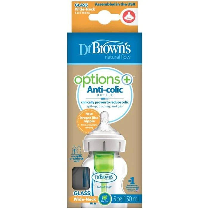 Dr. Brown's® - Dr. Brown's Option+ Anti-Colic Glass Bottle - Wide Neck - Single Pack
