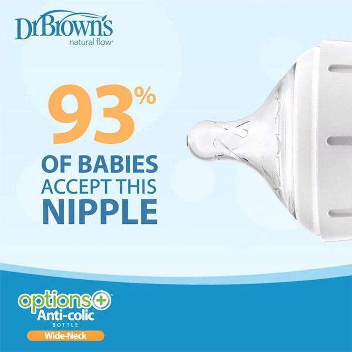 Dr. Brown's® - Dr. Brown's Option+ Anti-Colic Glass Bottle - Wide Neck - Single Pack