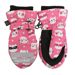 Flapjack Kids - Flapjack Kids Water Repellent Ski Mittens Cat Pink