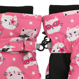 Flapjack Kids - Flapjack Kids Water Repellent Ski Mittens Cat Pink