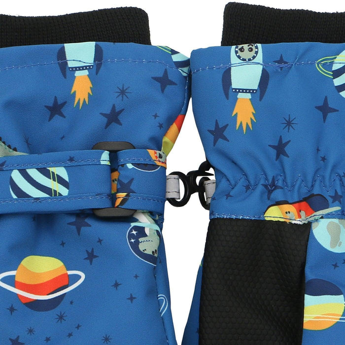 Flapjack Kids - Flapjack Kids Water Repellent Ski Mittens Dinos Blue