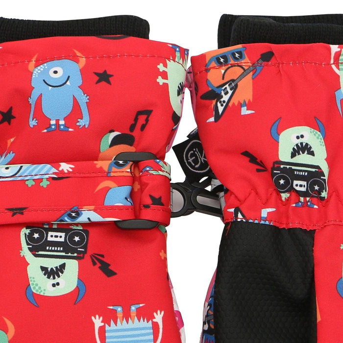 Flapjack Kids - Flapjack Kids Water Repellent Ski Mittens Monster Red