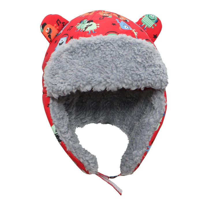 Flapjack Kids - Flapjack Kids Water Repellent Trapper Hat - Monsters Red