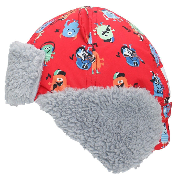 Flapjack Kids - Flapjack Kids Water Repellent Trapper Hat - Monsters Red