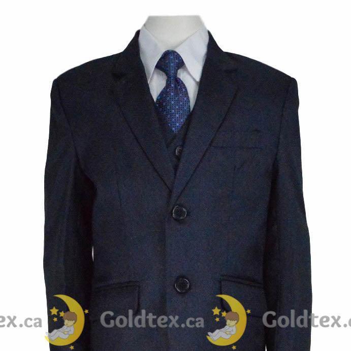 Formal Kids Wear - Formal Kids Wear 5 Piece shiny navy boys suit