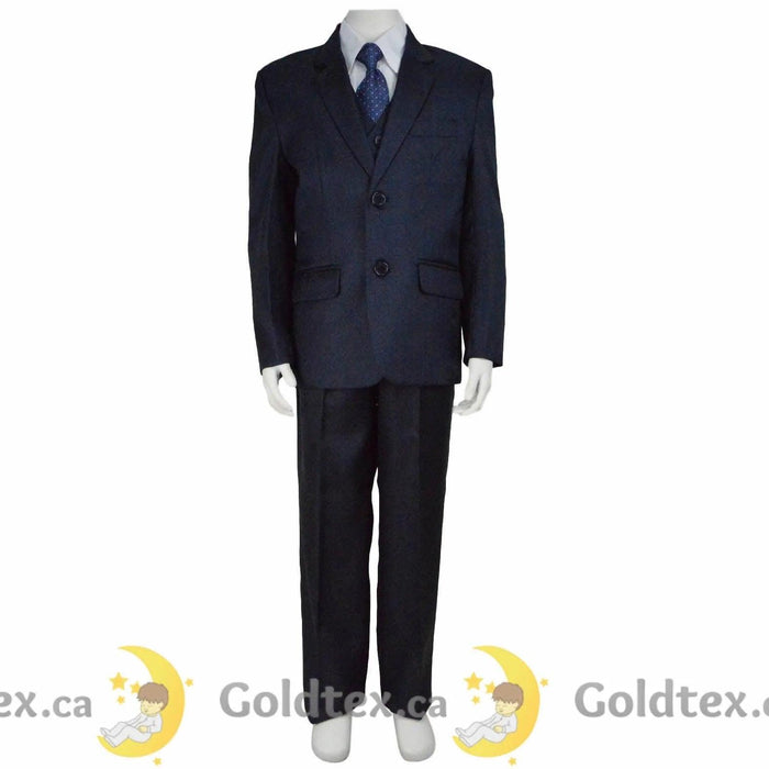 Formal Kids Wear - Formal Kids Wear 5 Piece shiny navy boys suit