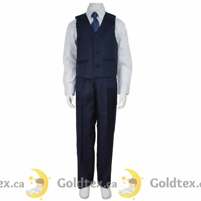 Formal Kids Wear - Formal Kids Wear 5 Piece shiny navy boys suit