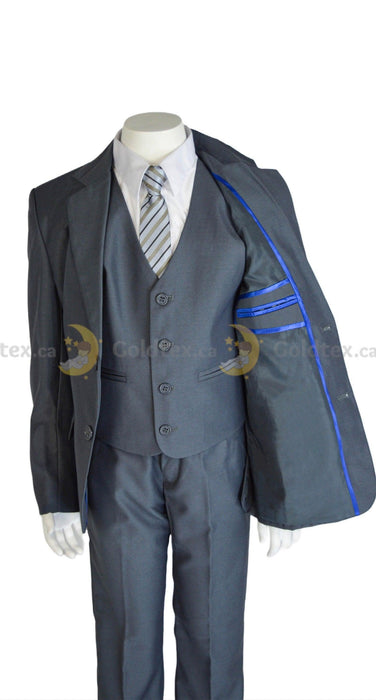 Formal Kids Wear - Formal Kids Wear 5-piece suit set - New Grey - Style 8158