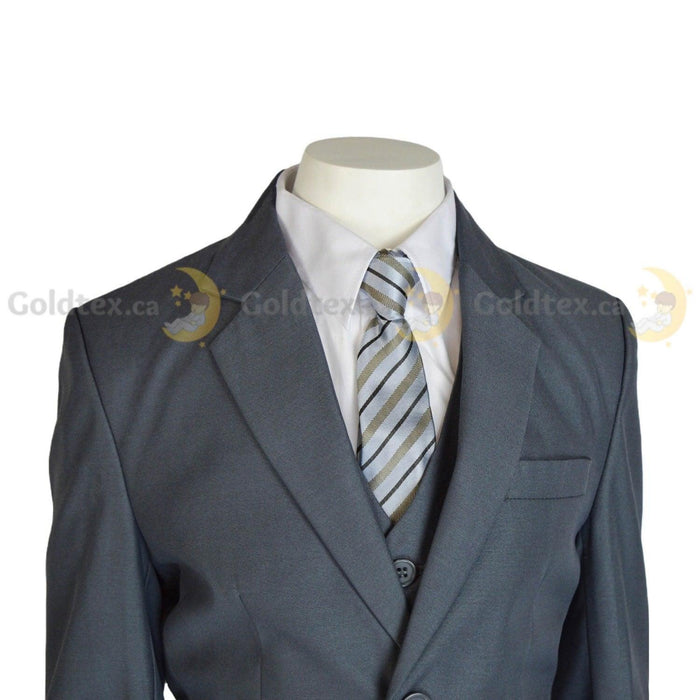 Formal Kids Wear - Formal Kids Wear 5-piece suit set - New Grey - Style 8158