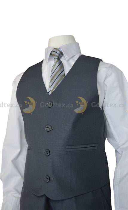Formal Kids Wear - Formal Kids Wear 5-piece suit set - New Grey - Style 8158