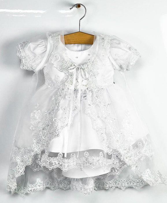 Formal Kids Wear - Formal Kids Wear Baby Girl White Baptism Dress 8063