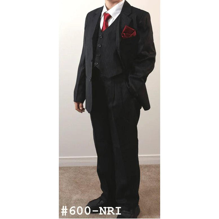 Formal Kids Wear - Formal Kids Wear Boys 5 Piece Black Pin Stripe Suit (Size 14)