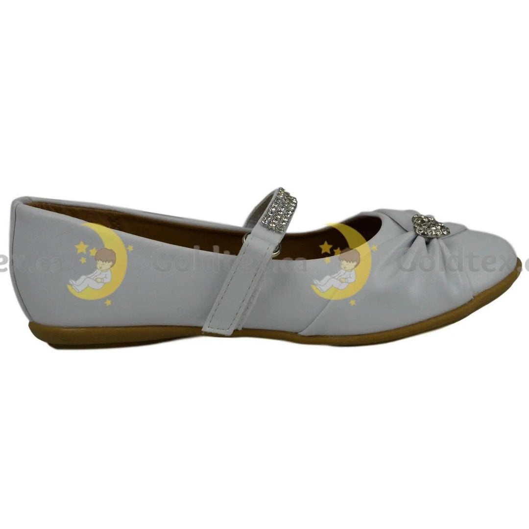 Formal Kids Wear - Formal Kids Wear Girl flat dressy shoe with Velcro Diamond strap