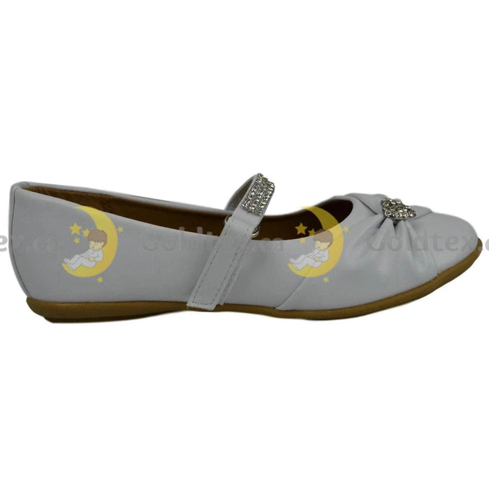 Formal Kids Wear - Formal Kids Wear Girl flat dressy shoe with Velcro Diamond strap