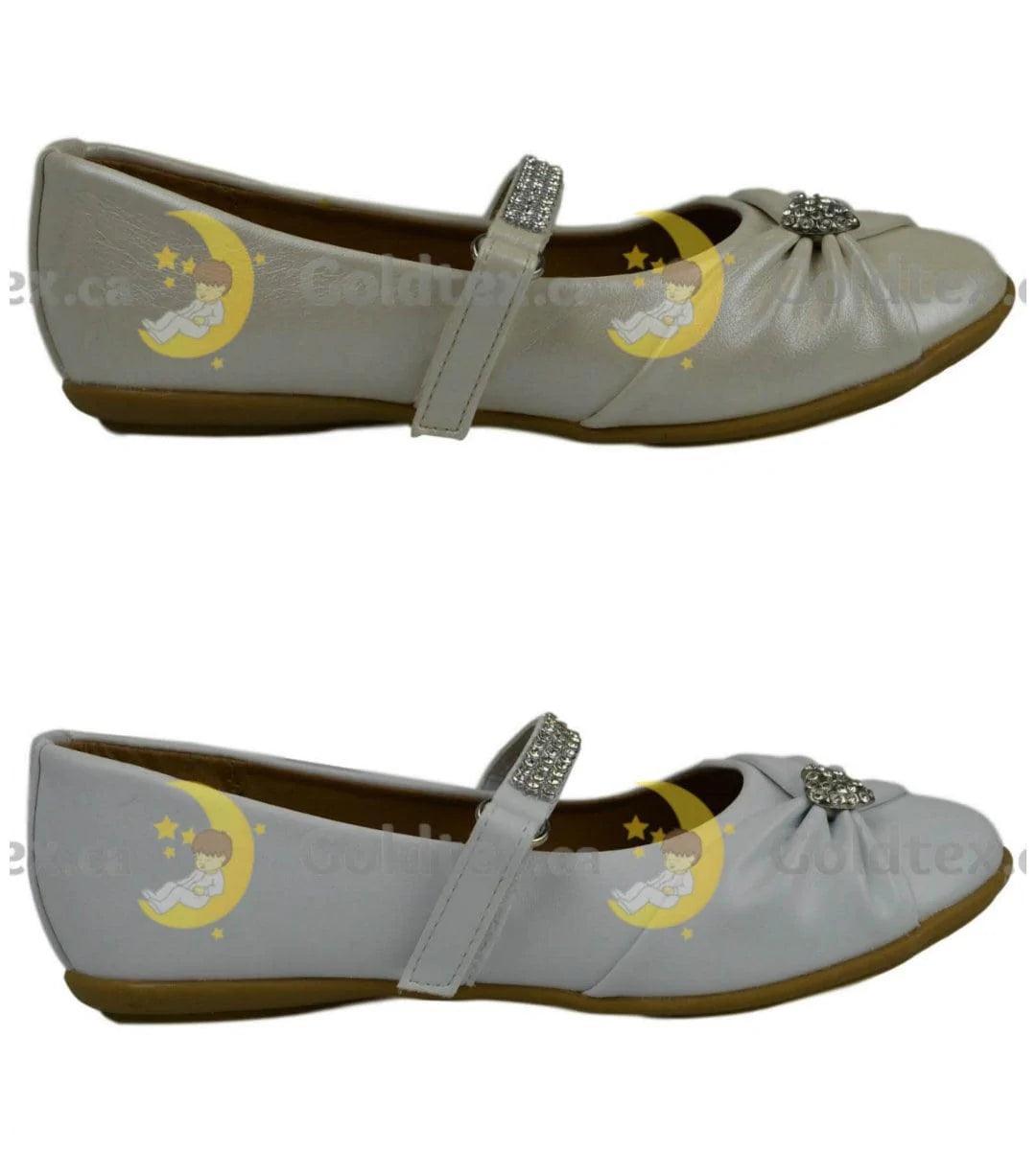 Formal Kids Wear - Formal Kids Wear Girl flat dressy shoe with Velcro Diamond strap
