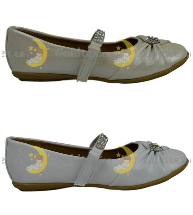 Formal Kids Wear - Formal Kids Wear Girl flat dressy shoe with Velcro Diamond strap