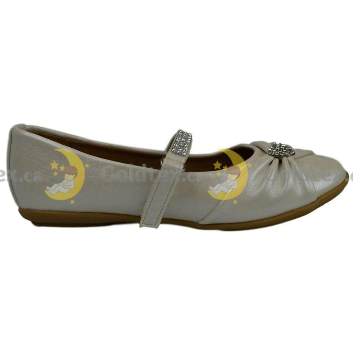 Formal Kids Wear - Formal Kids Wear Girl flat dressy shoe with Velcro Diamond strap
