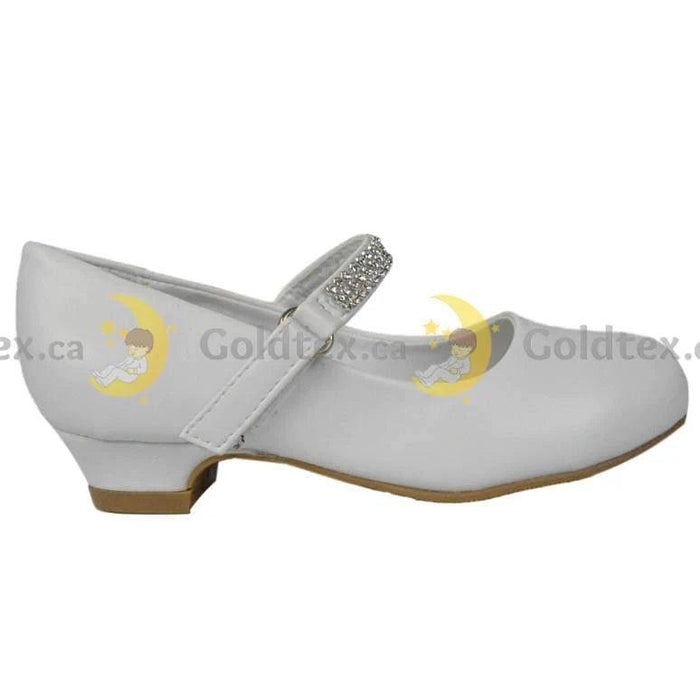 Formal Kids Wear - Formal Kids Wear Girl short 3/4" heel shoe with loop fastner