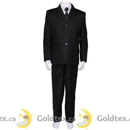 Formal Kids Wear - Formal Kids Wear Mat black boy suit - 5 piece