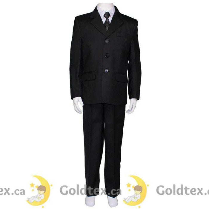 Formal Kids Wear - Formal Kids Wear Mat black boy suit - 5 piece