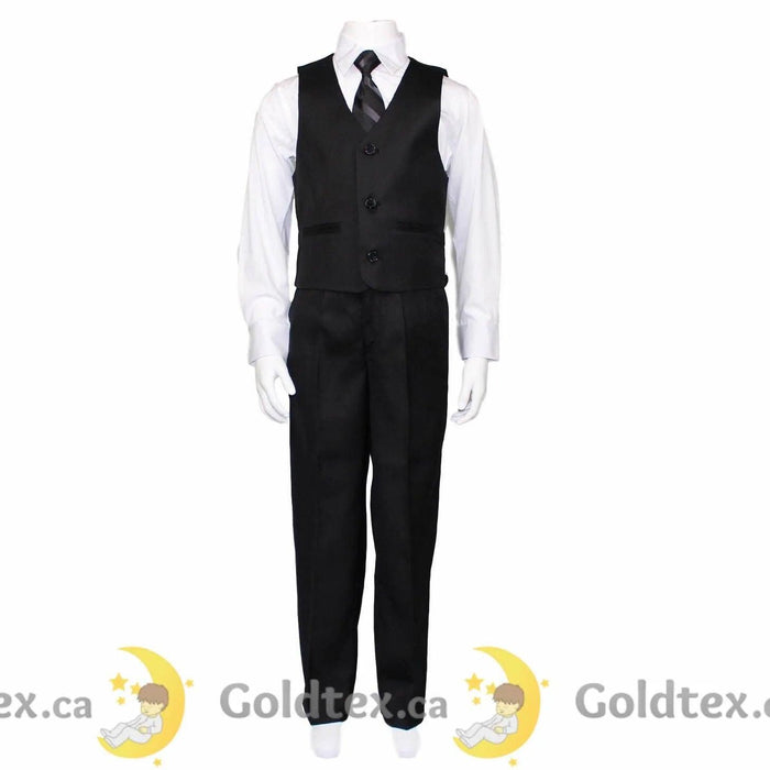 Formal Kids Wear - Formal Kids Wear Mat black boy suit - 5 piece