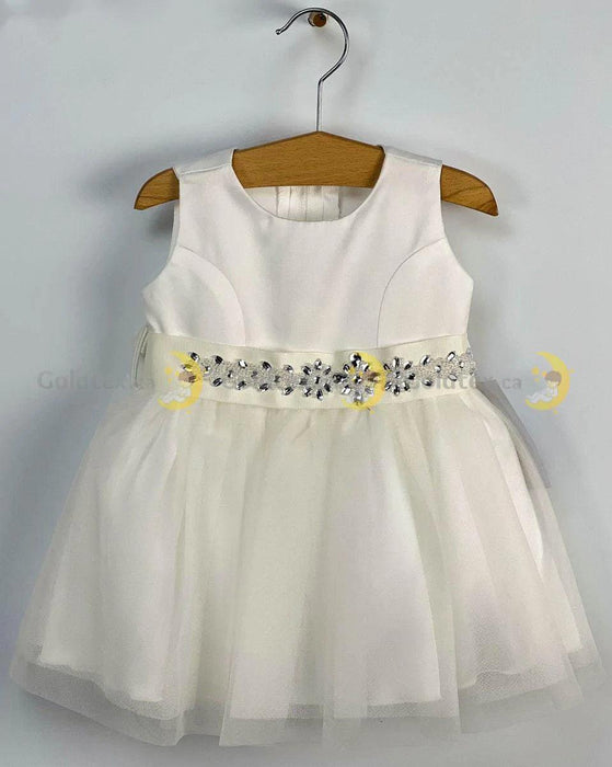 Formal Kids Wear - Formal Kids Wear Simple Baby Girl Dress with Rhinestone Sash