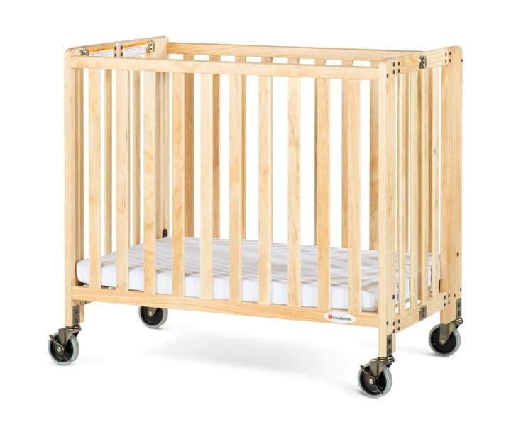 Foundations Compact HideAway EasyRoll Solid Wood Folding Crib Slatted