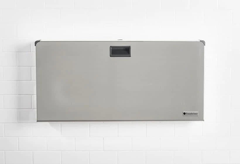 Foundations® - Foundations Frameless Clad Commercial Horizontal Baby Changing Station - Stainless Surface Mount with Full Stainless Wrap Shell (EZ Mount™ backer plate NOT included)