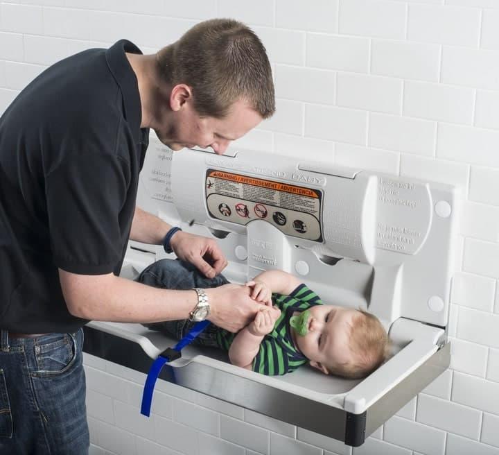 Foundations® - Foundations Frameless Clad Commercial Horizontal Baby Changing Station - Stainless Surface Mount with Full Stainless Wrap Shell (EZ Mount™ backer plate NOT included)