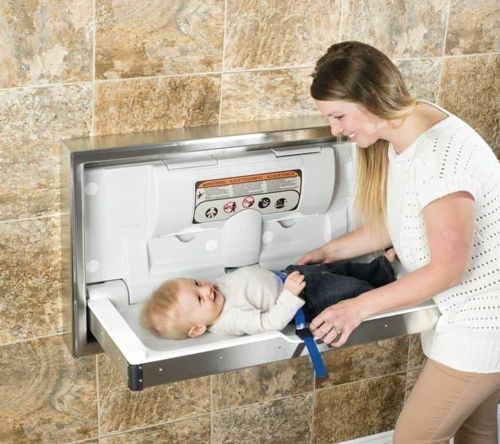 Foundations® - Foundations Horizontal Clad Stainless Steel Commercial Baby Changing Station - Recessed Mount