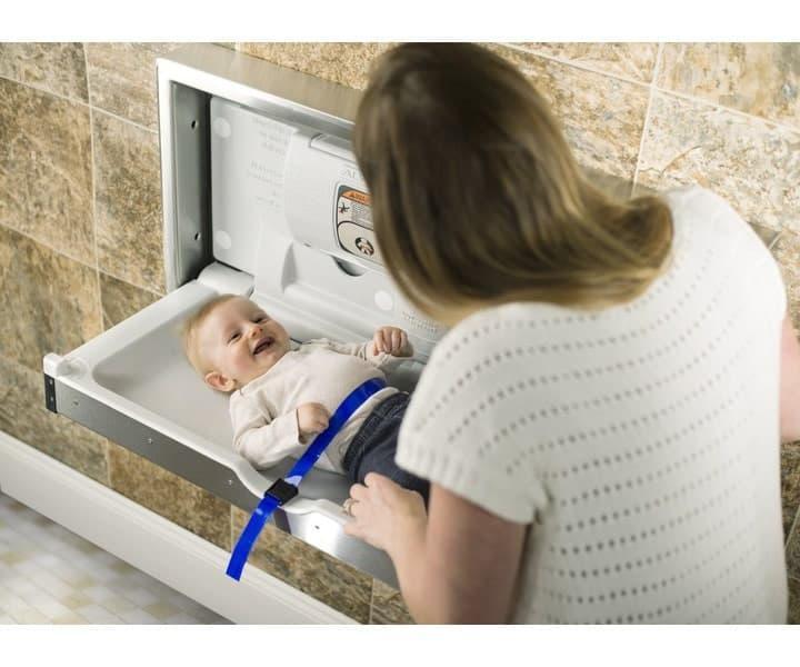 Foundations® - Foundations Horizontal Clad Stainless Steel Commercial Baby Changing Station - Surface Mount