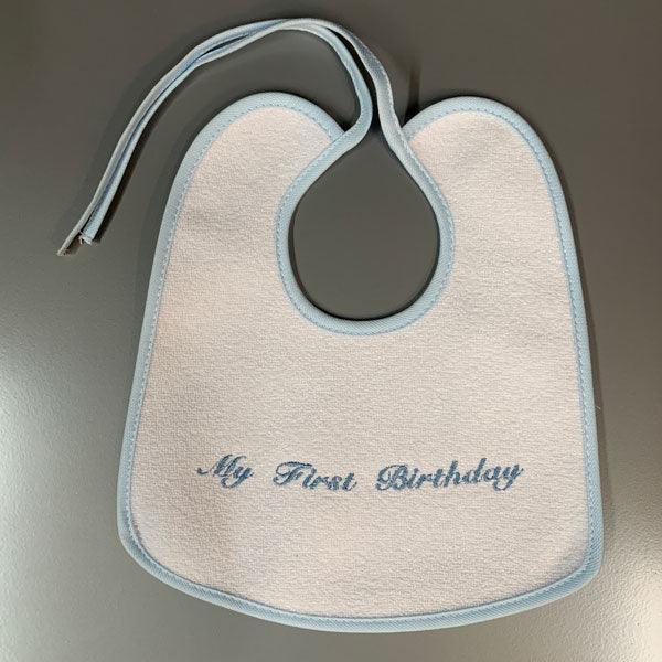 Gaby® - Gaby 100% Cotton Terry Bib "My 1st Birthday" - Blue - Made in Italy