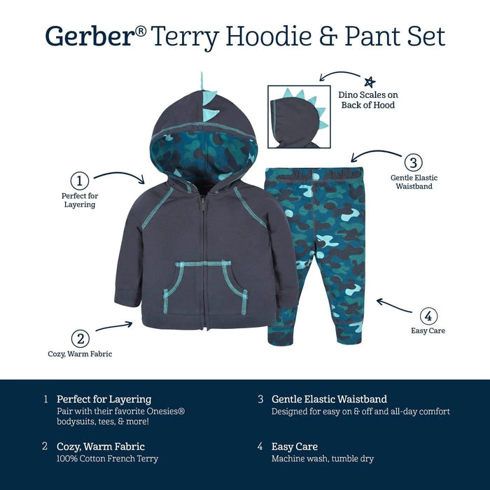 Gerber - Gerber 2-Piece Baby Boys Dino Hoodie & Joggers Set