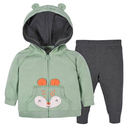Gerber - Gerber 2-Piece Baby Boys Fox Terry Zip Hoodie & Joggers Set (12-24m)